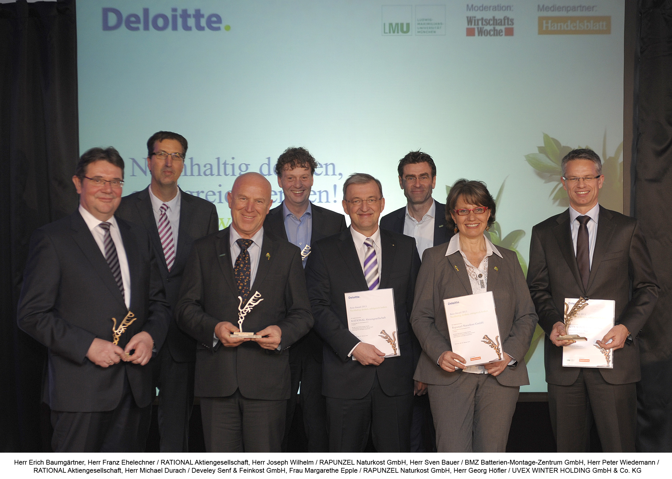 Die Preisträger des 13. Axia-Awards aus Bayern: Sie verbinden langfristige Unternehmensplanung, soziale Werte und finanzielle Unabhängigkeit.
